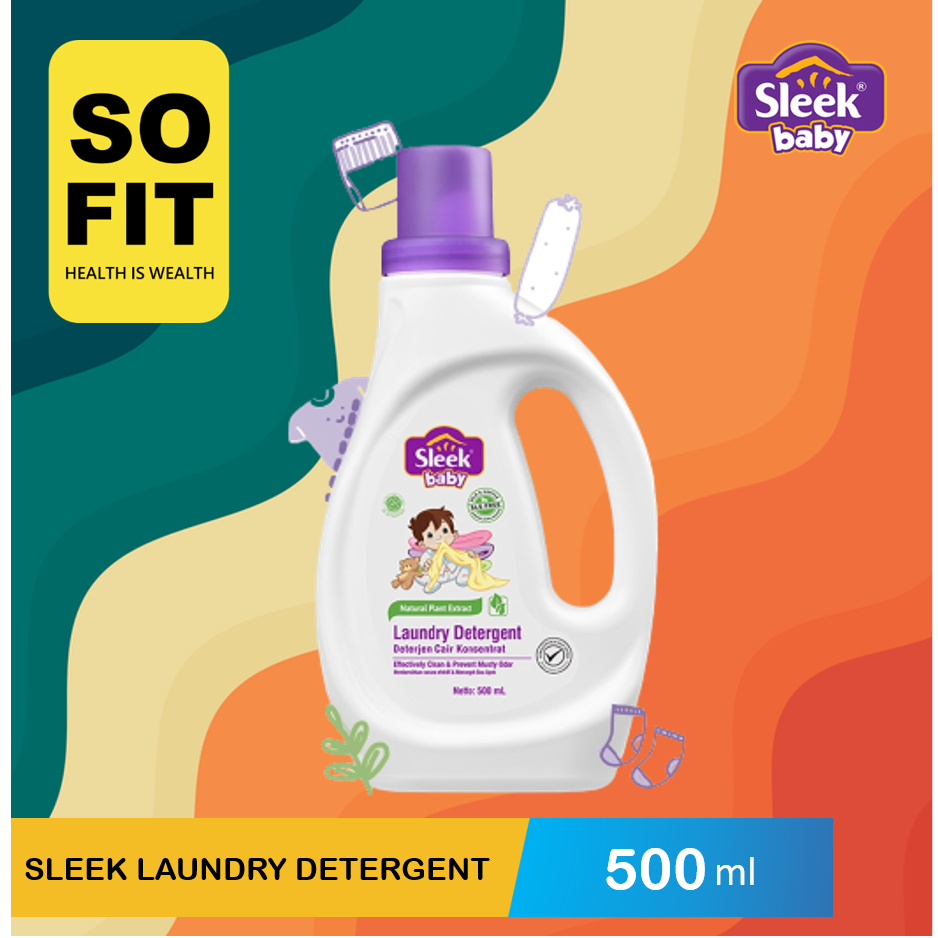 Sleek Laundry Detergent Isi 500ml / Sleek Baby Detergen Sabun Cuci Baju / Kino