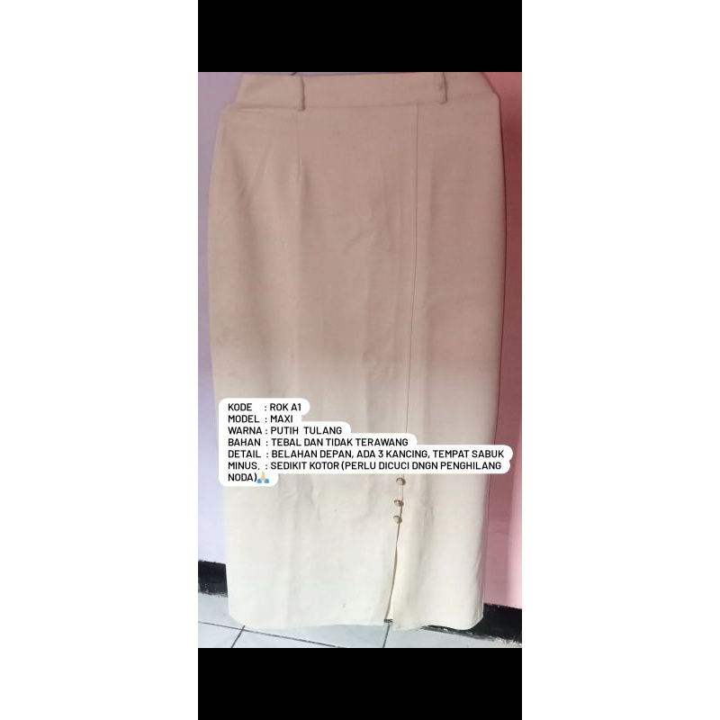 preloved rok maxi warna putih tulang