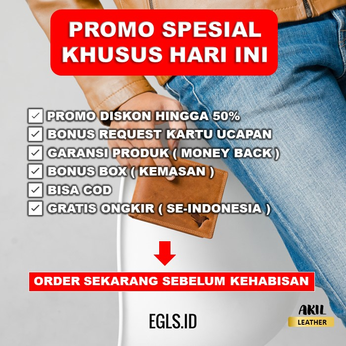 Dompet Lipat Pria Branded Bahan 100% Kulit Sapi Asli Original Premium Egls Veda Leather Wallet Cowok Keren Terbaru Free Grafir Nama