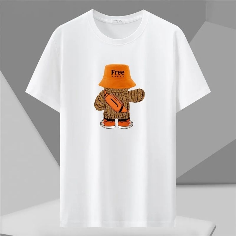 Kaos Pria Teddy Free Atasan Cowok Lengan Pendek Oblong Distro Tshirt Man Dalaman Laki Laki Logo DTF COD