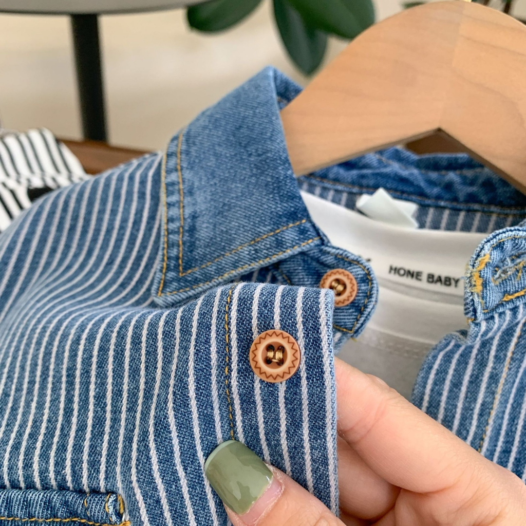 Atasan kemeja anak laki laki MOTIF DENIM SALUR usia 6 bulan - 5 tahun keren