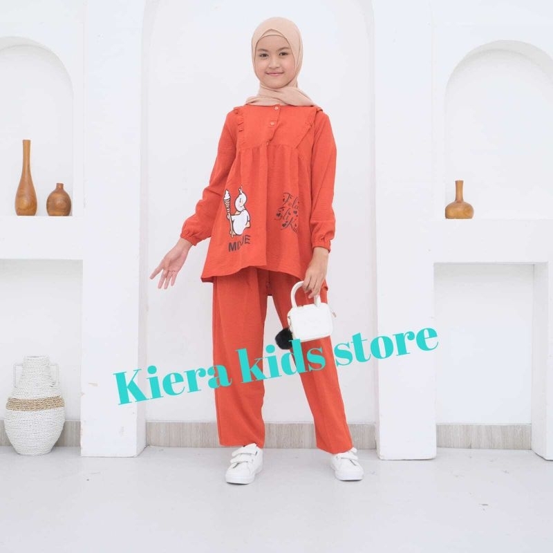 Setelan Mixue Anak Lengan Panjang Usia 3-12 Tahun Bahan crinkle airflo