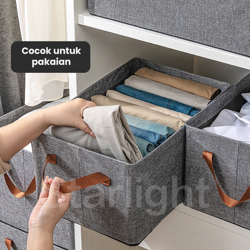 Starlight Tempat Penyimpanan Baju Tas Foldable Storage Box Clothing Organizer Keranjang Penyimpanan Lipat Persegi Box Baju Selimut Lipat Serbaguna Organizer Lemari Pakaian HSB228