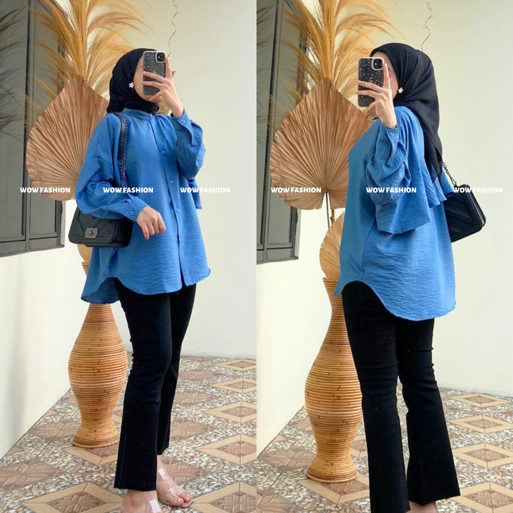 WOW-Olivia Kemeja Back Layer Wanita/ Pololinen Premium / Blouse Lucu /Baju Cewek