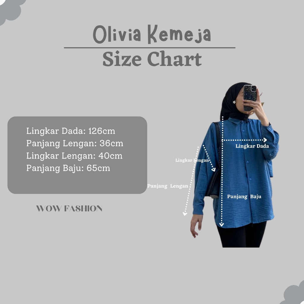 WOW-Olivia Kemeja Back Layer Wanita/ Pololinen Premium / Blouse Lucu /Baju Cewek