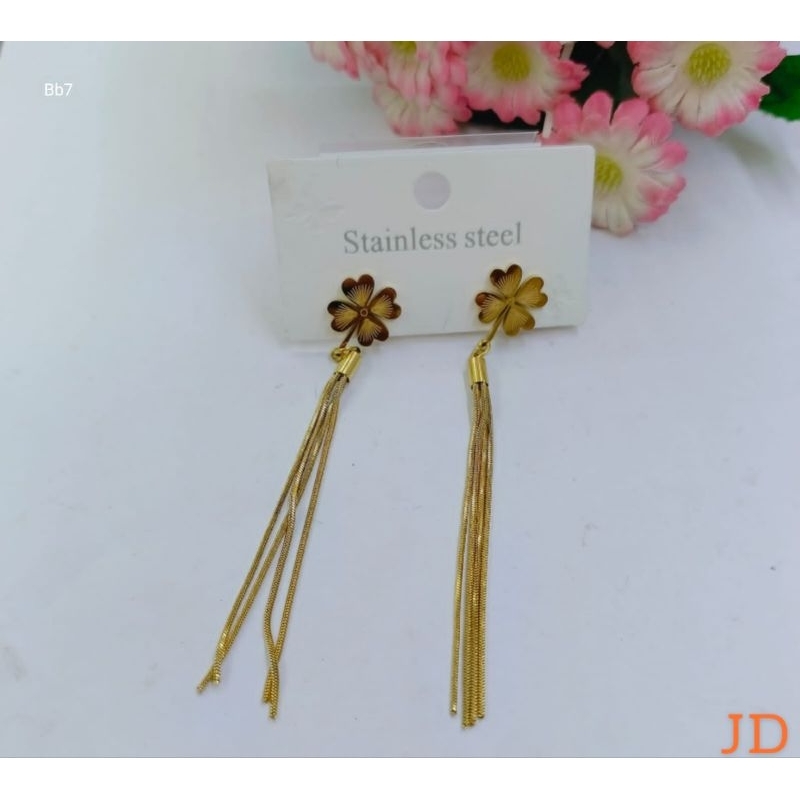 Fourfashion Anting Titanium Clover Gold Rumbai Kekinian S254