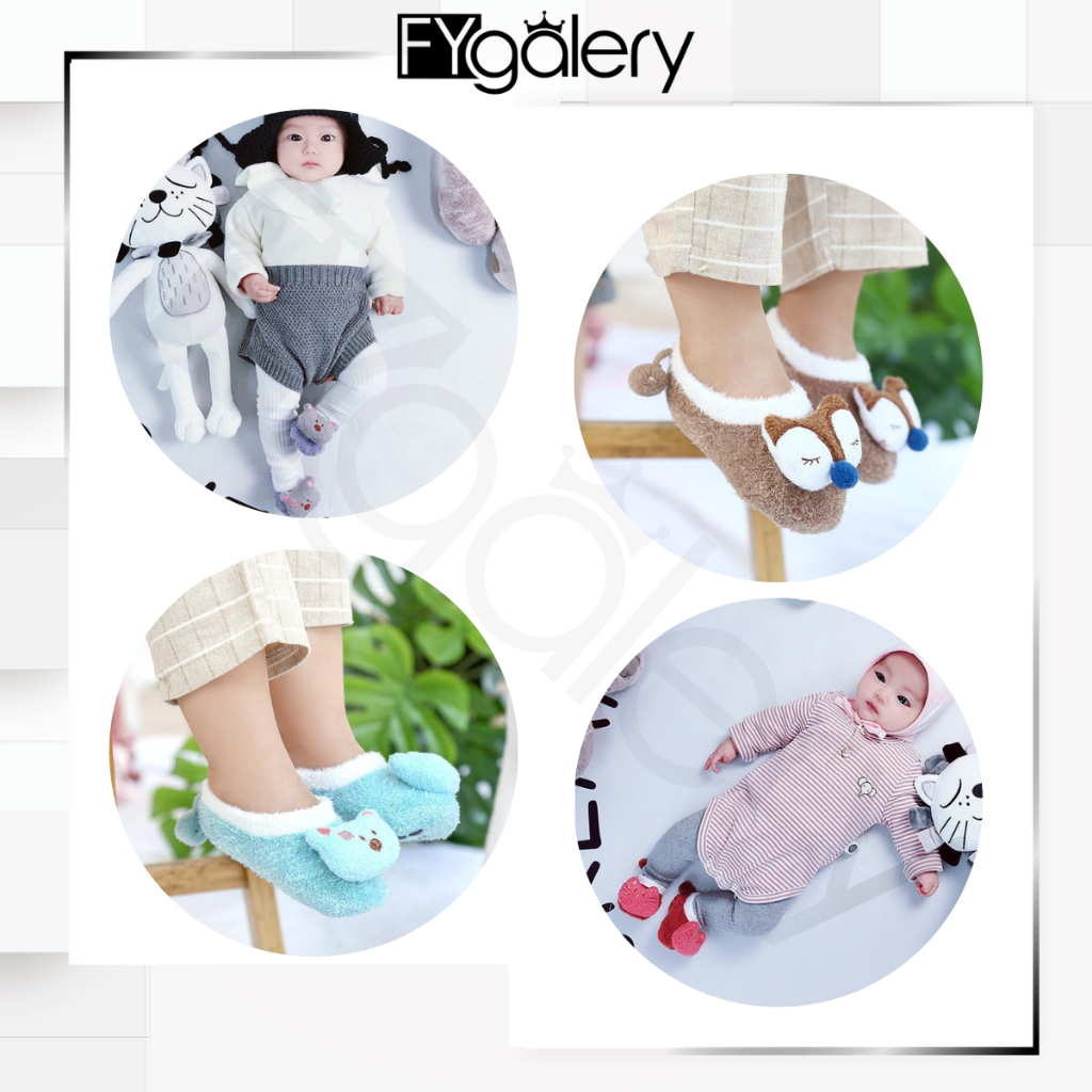 FYGALERY KS02 Sepatu Bayi Bulu Karakter Sepatu Anak Motif Lucu Prewalker Baby Shock Animal