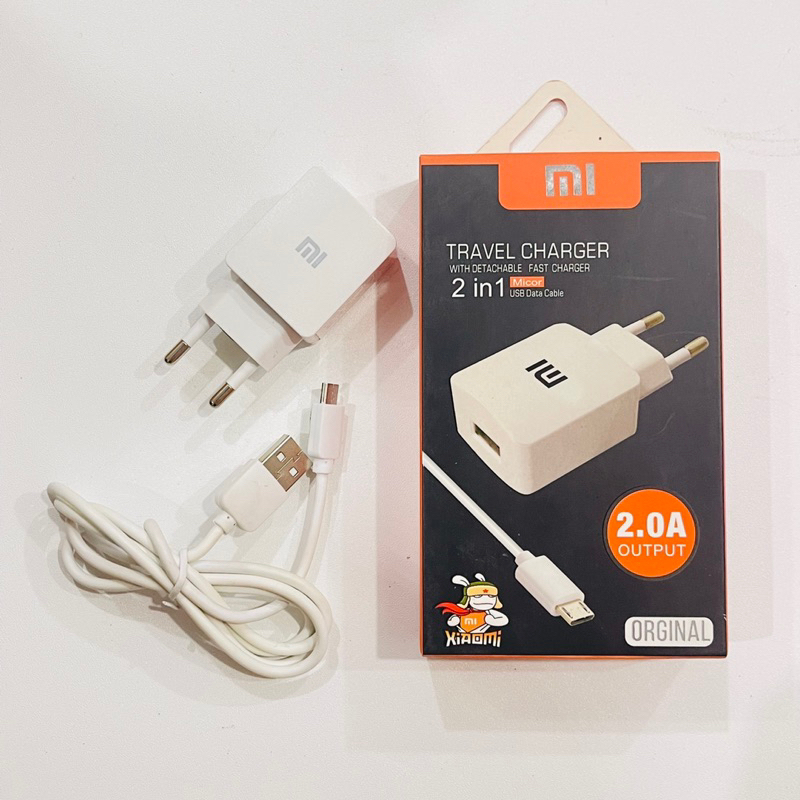 Charger Xiaomi USB to Micro Traver Charger 2in1 Output 2.0A