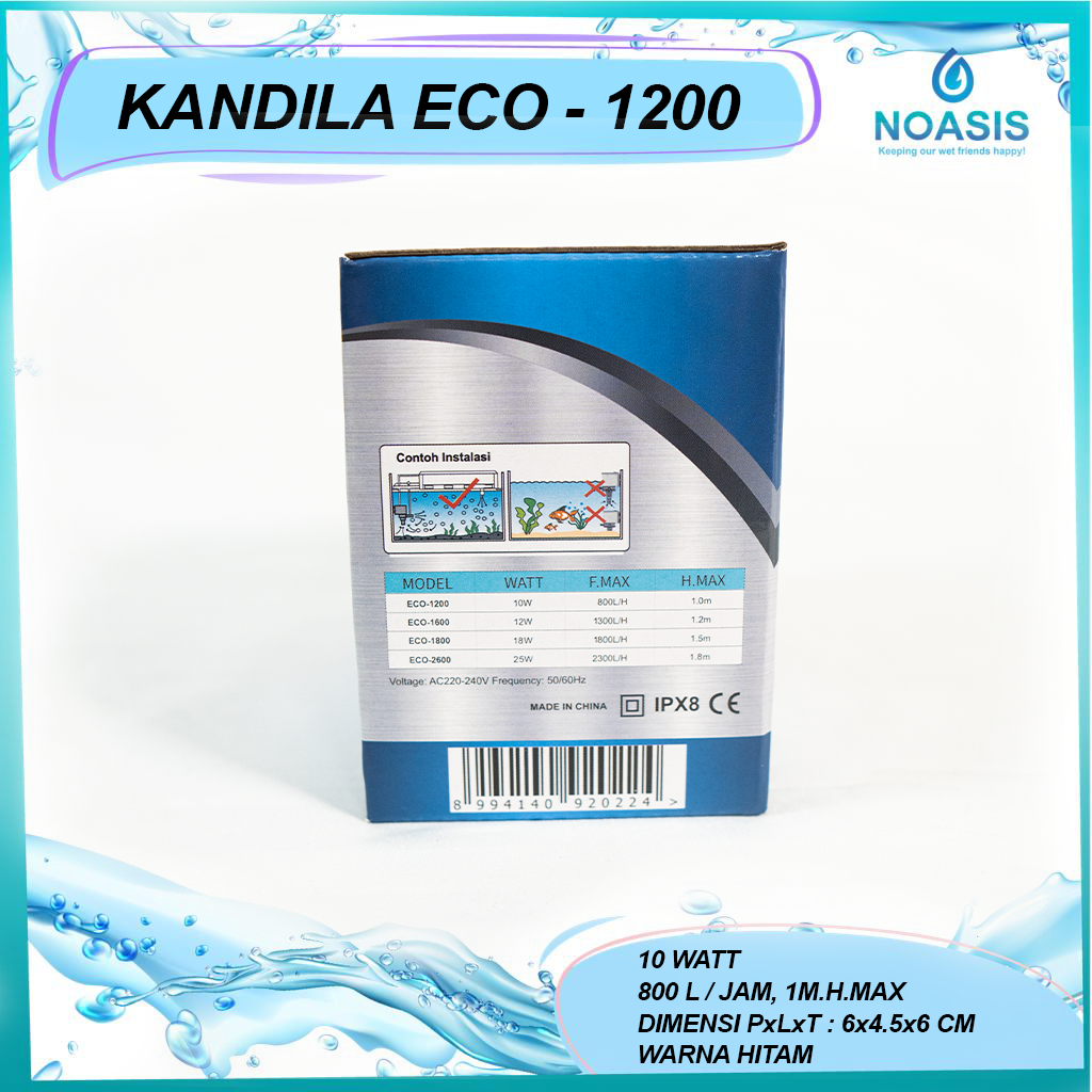 POMPA AIR CELUP AQUARIUM KANDILA ECO - 1200 ECO-1200 POWER HEAD LOW WATT 10 W