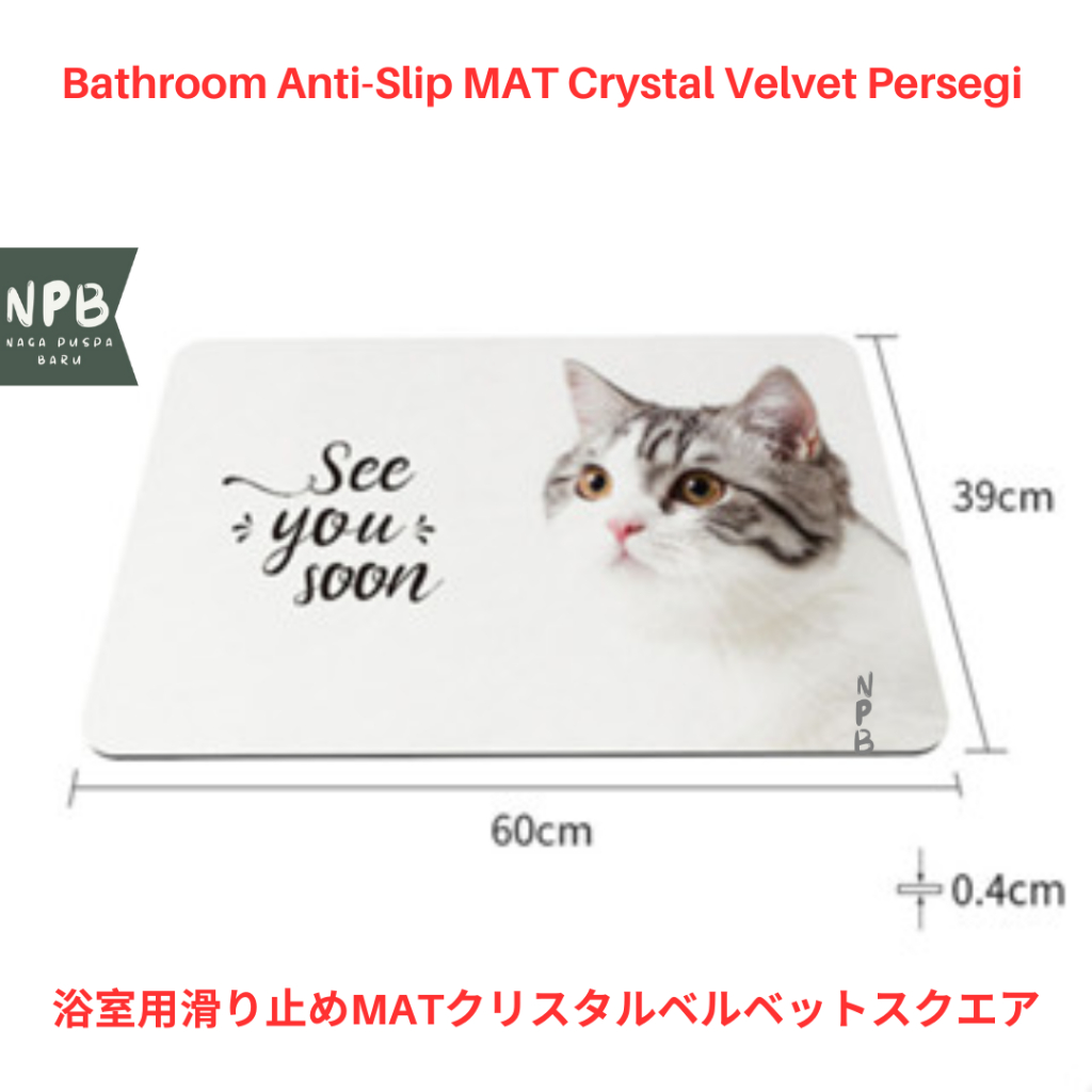 Bathroom MAT Anti-Slip Crystal Velvet Bulat - Keset Kaki Lucu Anti Bau