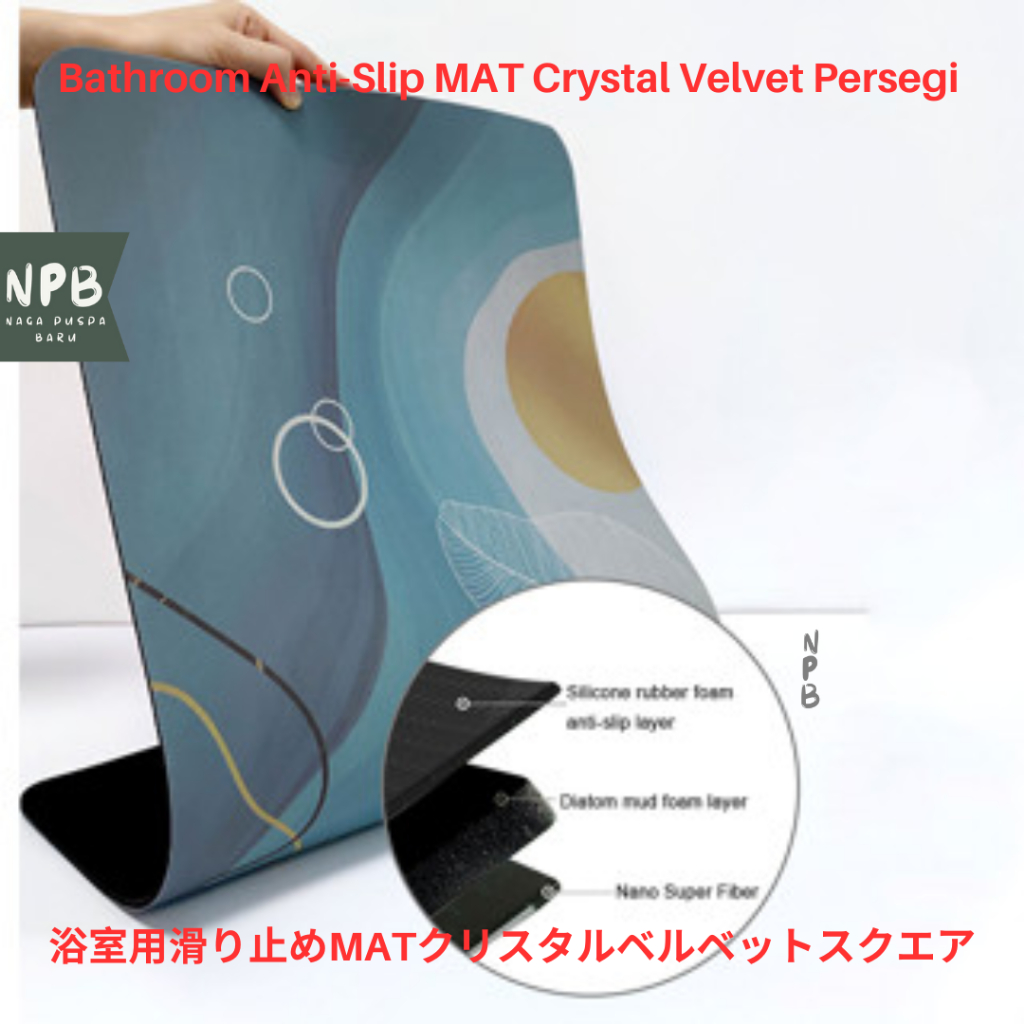Bathroom MAT Anti-Slip Crystal Velvet Bulat - Keset Kaki Lucu Anti Bau