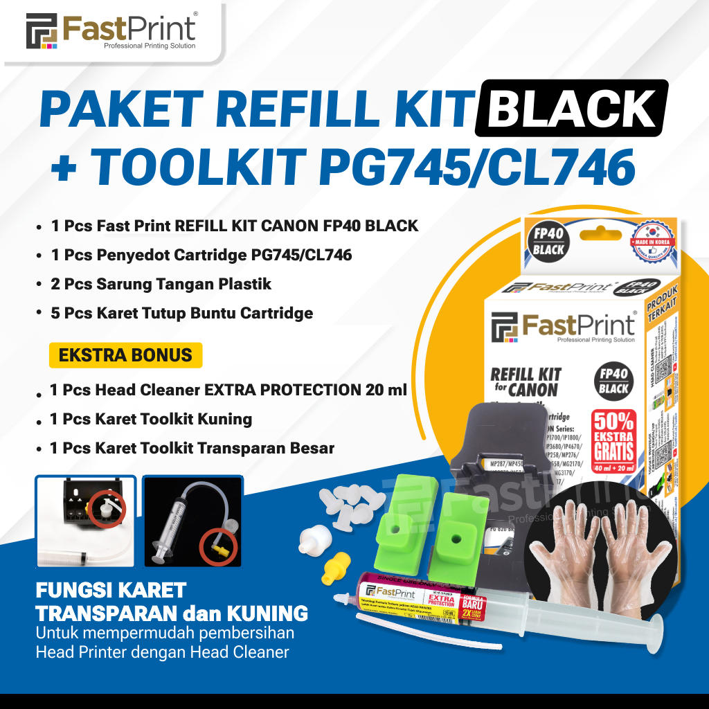 Paket Tinta Suntik Refill Kit Plus Penyedot Cartridge PG745 CL746