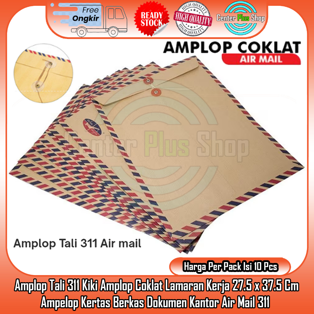 

Amplop Tali 311 Kiky Amplok Coklat Cokelat Tali Kiky Am 311 Per Pack Isi 10 Pcs Airmail Pakai Tali Executive Merk Kiky Ampelop Tali Amplok Surat Menyurat Lamaran Melamar Kerja Bergaris Pinggir Kertas Polio Fokio Double Folio Map 27.5 x 37.5 Cm