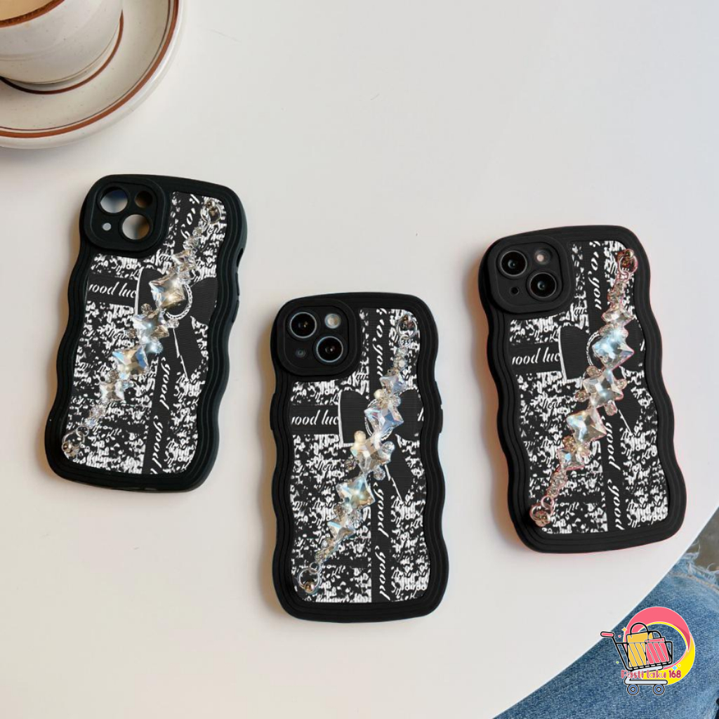 GC34 GC43 CASE CASING SOFTCASE SILIKON WAVY CARACTER RANTAI DIAMOND GRIP FOR OPPO RENO 4 4F F17 PRO 