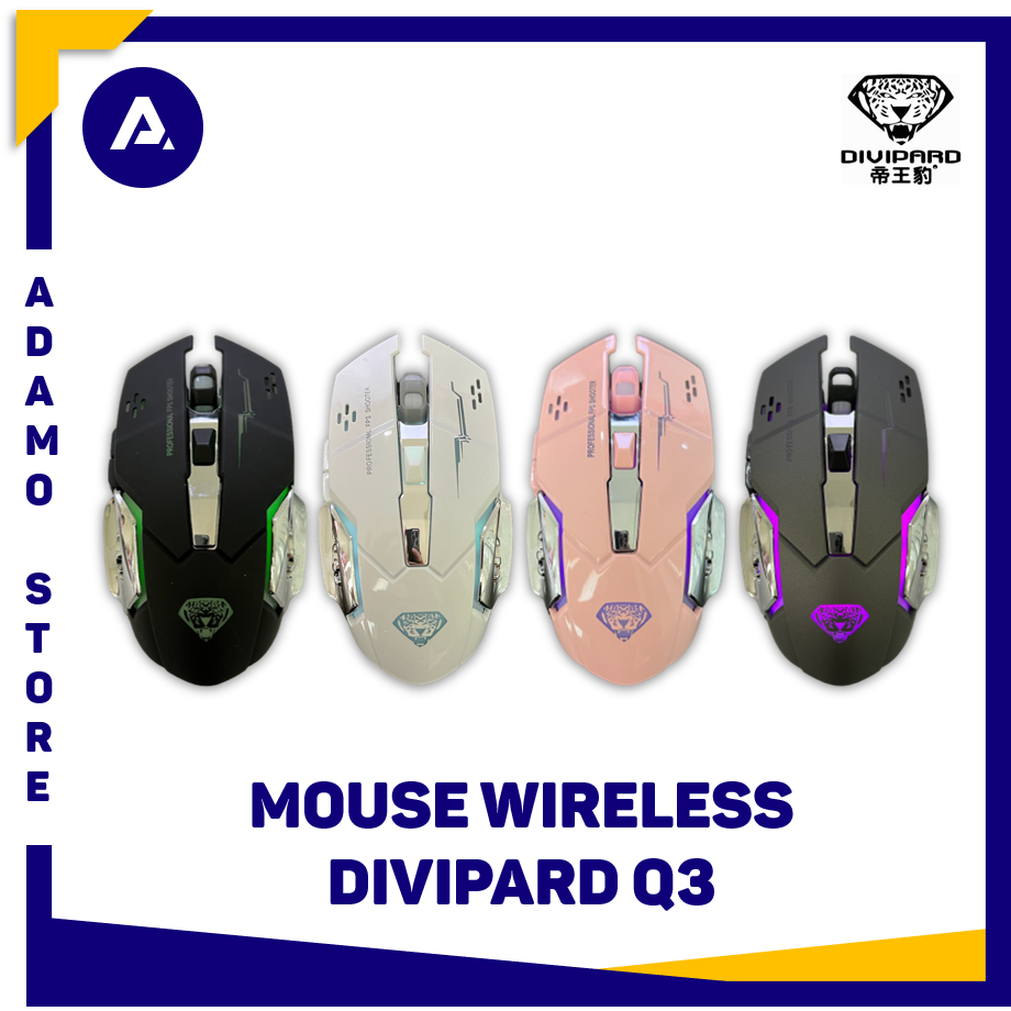 Mouse Gaming Wireless Charging Silent Divipard Q3 7 Color RGB