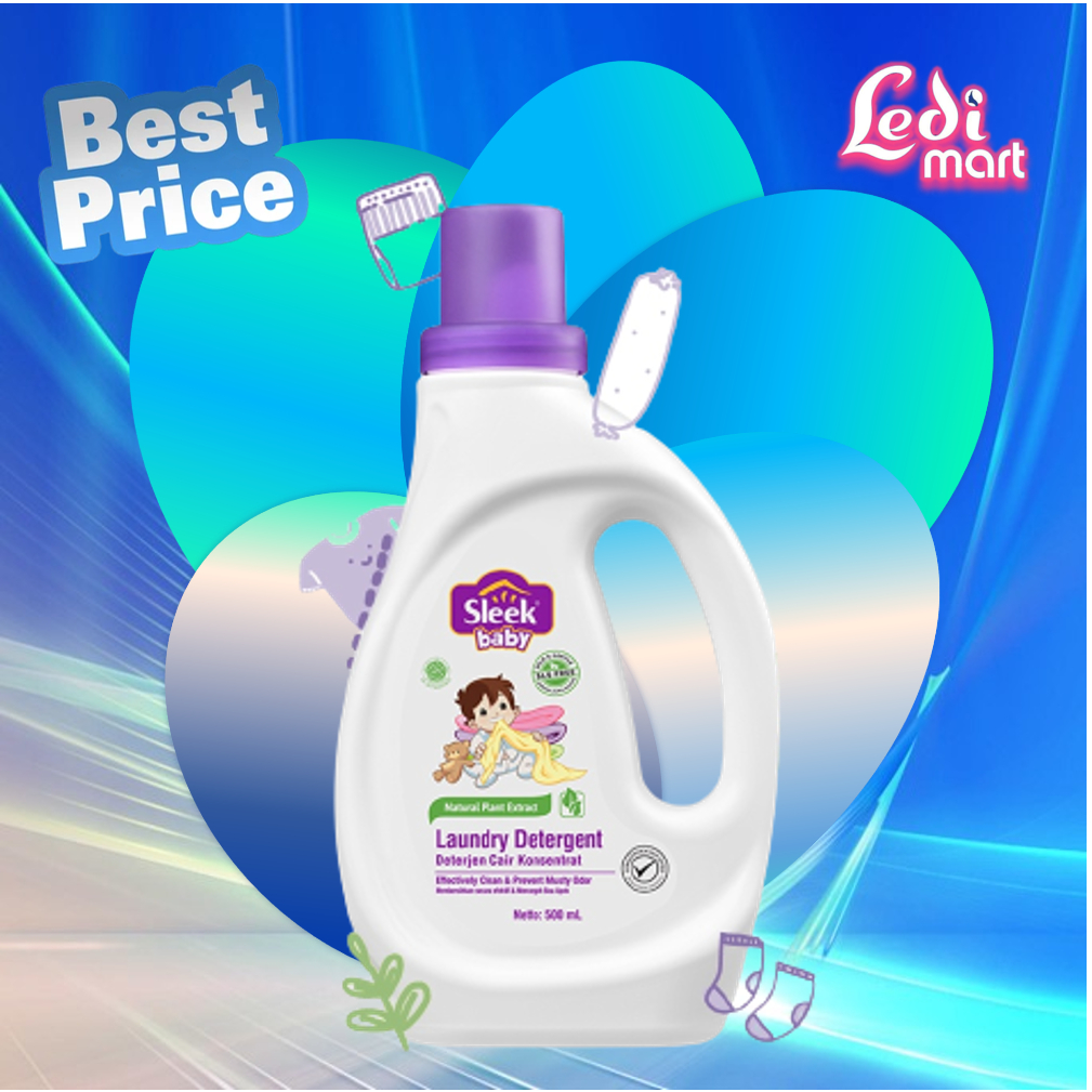 ORIGINAL Sleek Laundry Detergent Isi 500ml / Sleek Baby Detergen Sabun Cuci Baju / Kino / LEDIMART