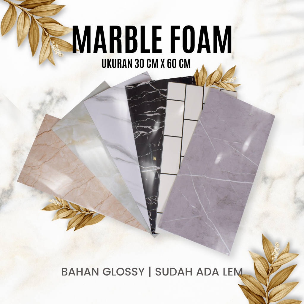 WALLPAPER DINDING MARBLE FOAM 30CM X 60CM SUDAH ADA LEM