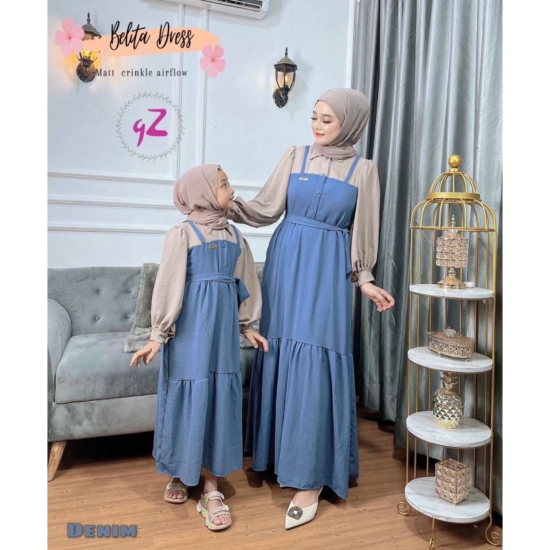 Gamis/Dress crincle couple Ibu dan anak Ori by Gwenza