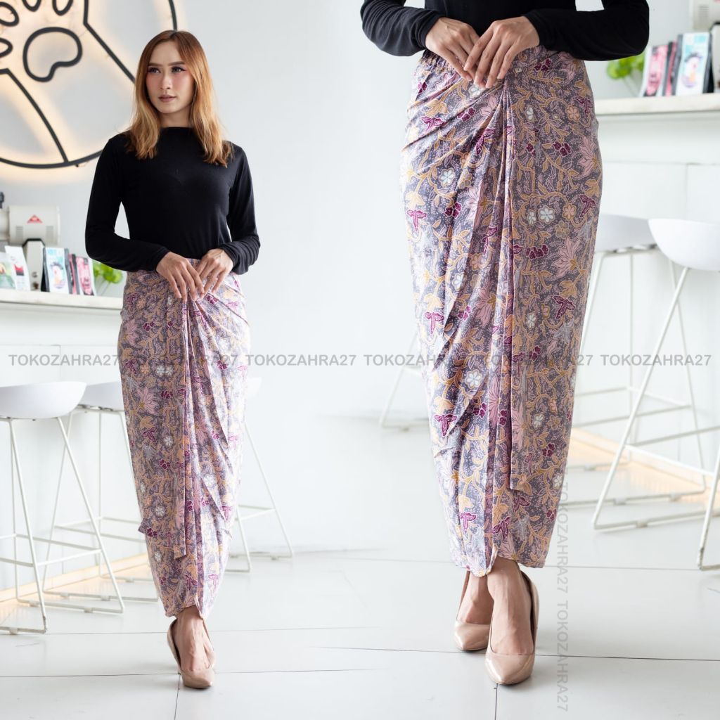 Rok Rempel Batik Pinggang Karet Jumbo MOTIF DAUN LEBAR