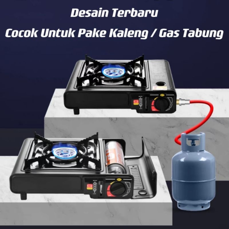 Kompor Gas Portable OMICKO / Kompor Gas 2 In 1 Portable / Kompor Gas 1 Tungku Portable ⭐ Mrlion ⭐
