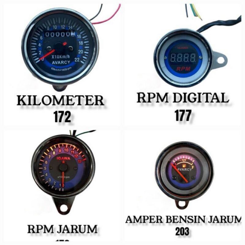 SPEEDOMETER AMPER BULAT CROME IGAWA KILOMETER RPM MANUAL RPM DIGITAL AMPER BENSIN