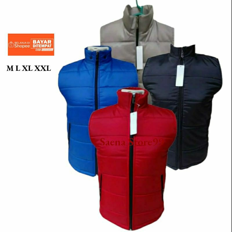 Jaket Rompi Vest Motor Pria Parasut Gelembung Tebal Tahan Angin Bandung Project.ID