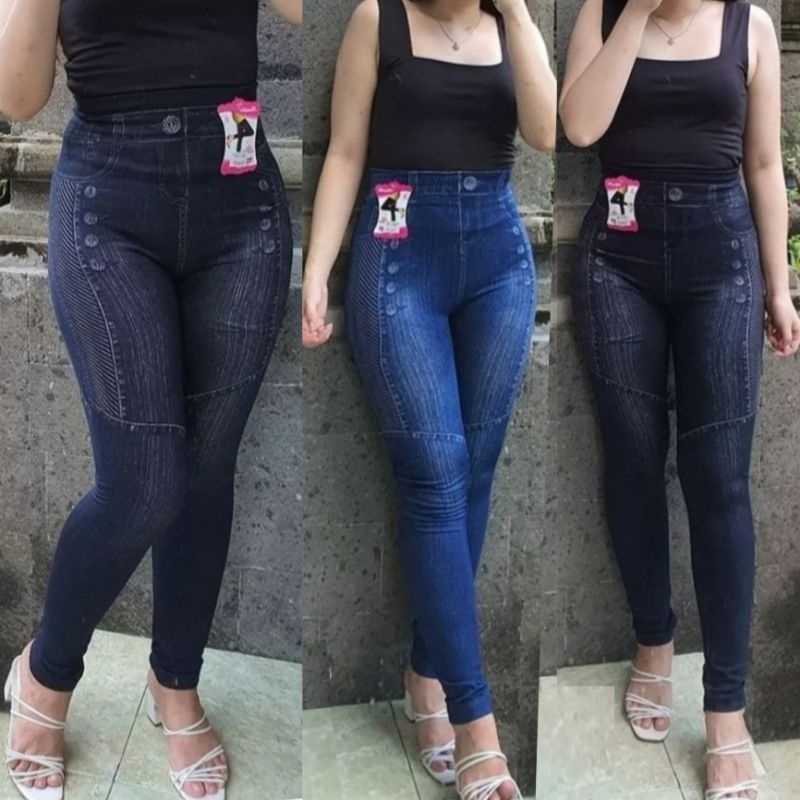 Jeans Legging Hw Wanita Premium Import Jegging Denim Terbaru