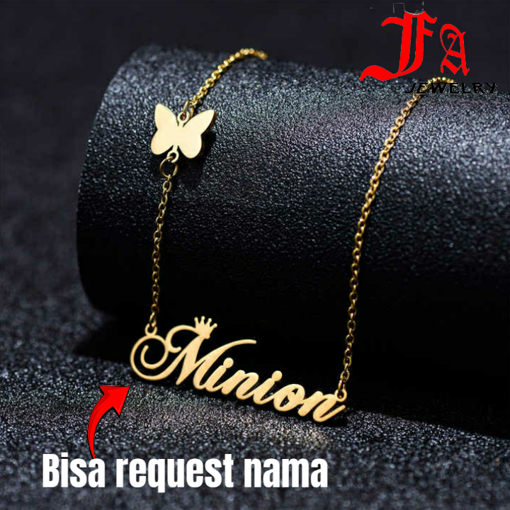 Kalung Nama Lapis Emas Kalung Titanium Anti Karat Bisa Costum Nama kalung bayi sampai dewasa fa jewe