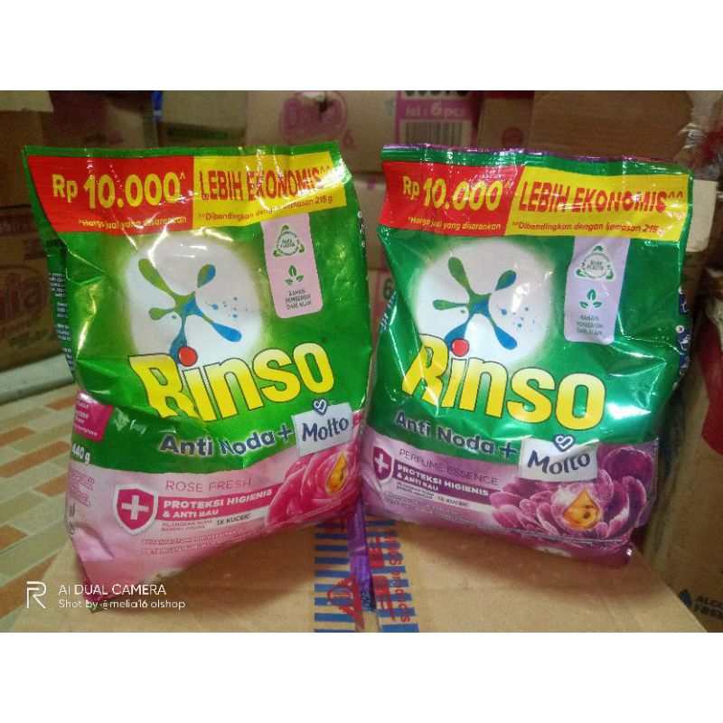 DETERJEN RINSO- rinso bubuk-Rinso Molto Anti Noda Detergen Bubuk Rose Fresh 400g-rinso anti noda +mo
