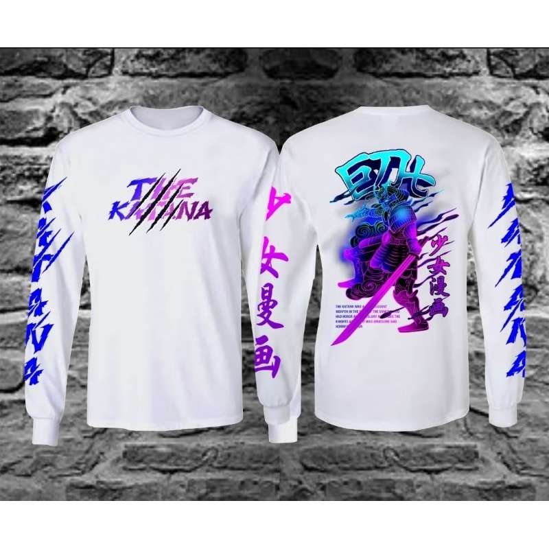 bayar di tempat kaos t-shirt pria motif katana lengan panjang baju kaos distro pria wanita terlaris dan termurah 2022