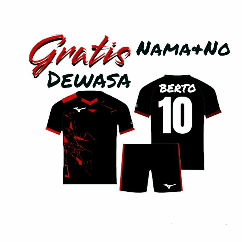 GRATIS SABLON NAMA &amp; NOMOR PUNGGUNG Baju Olahraga Bola Voli Laki-Perempuan Kaos Bola Futsal Dewasa/Remaja