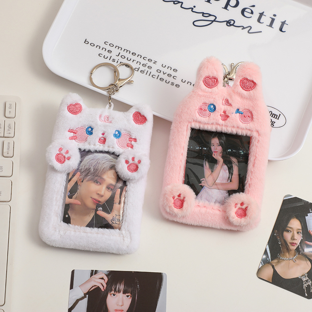 Photocard Holder Keychain Gantungan PC Card Holder Boneka Bulu Kpop