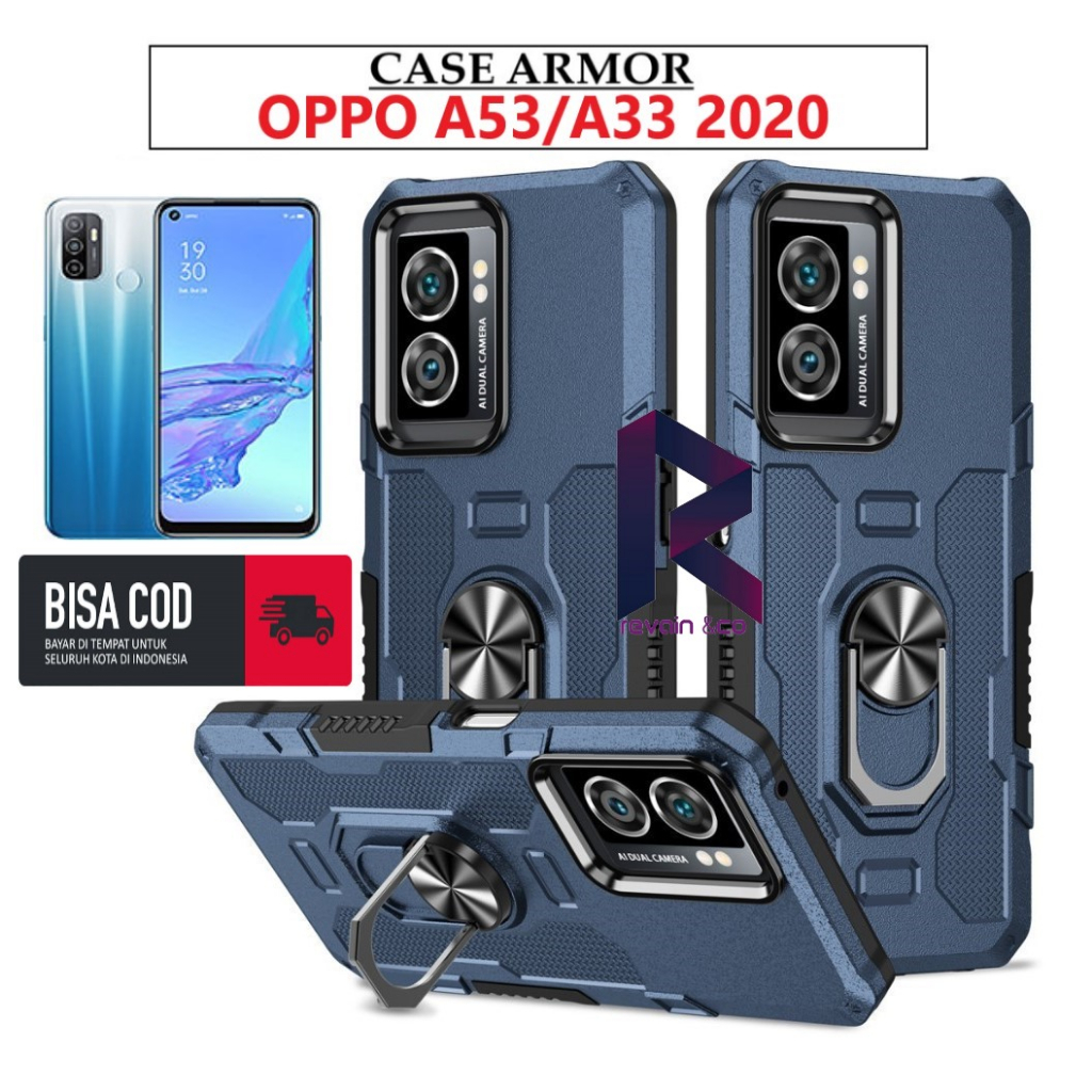 Case Armor OPPO A53 A33 2020 Iring Cincin Magnetic Kesing Hp Protect kamera Premium Hard Case Standing Robot Pelindung Kamera