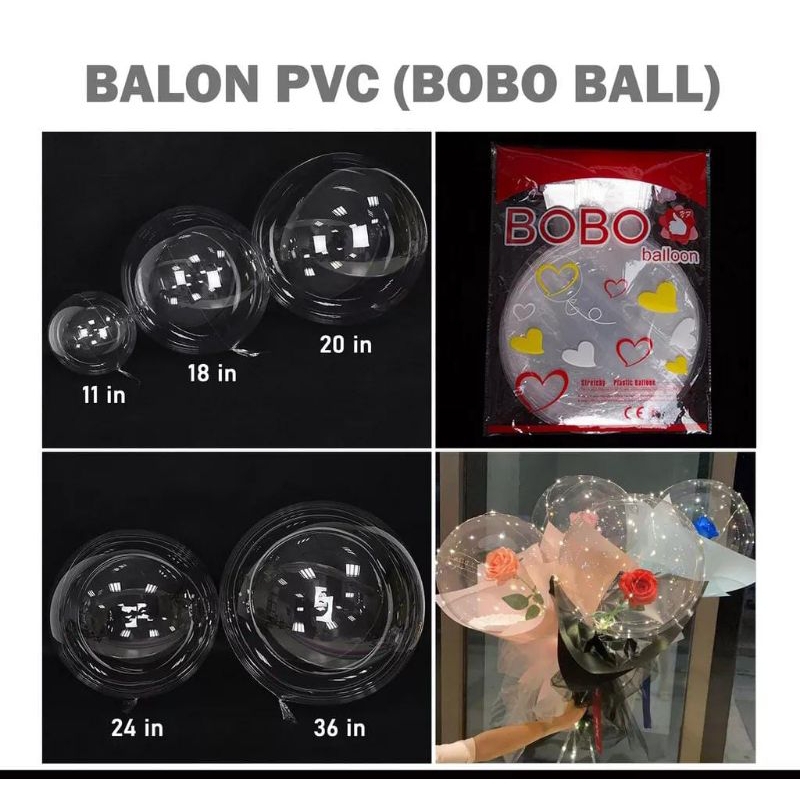 BALON BOBO PVC TRANSPARAN 24 inci (1pcs)