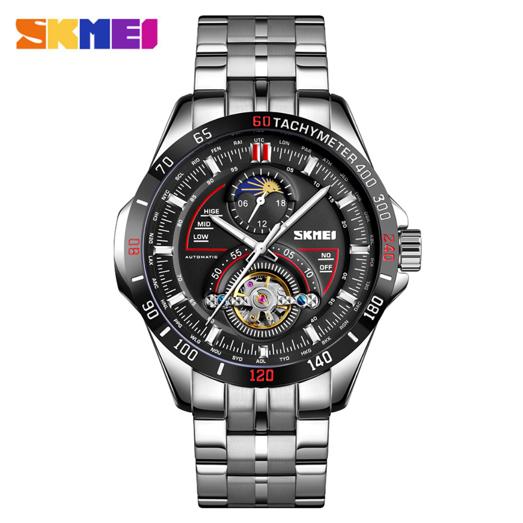 SKMEI M021 Jam Tangan Pria Automatic Analog Tali Stainless Rantai WATCHKITE WKOS