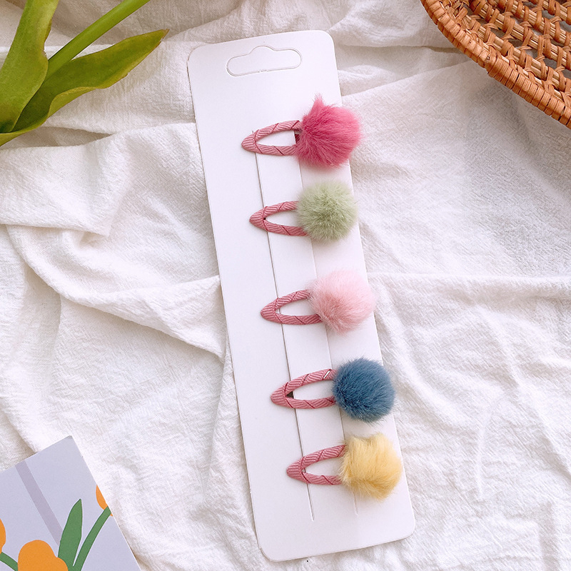 Caliloops Set Jepit Rambut Anak Perempuan Korea Bulu Pompom Lucu Ina