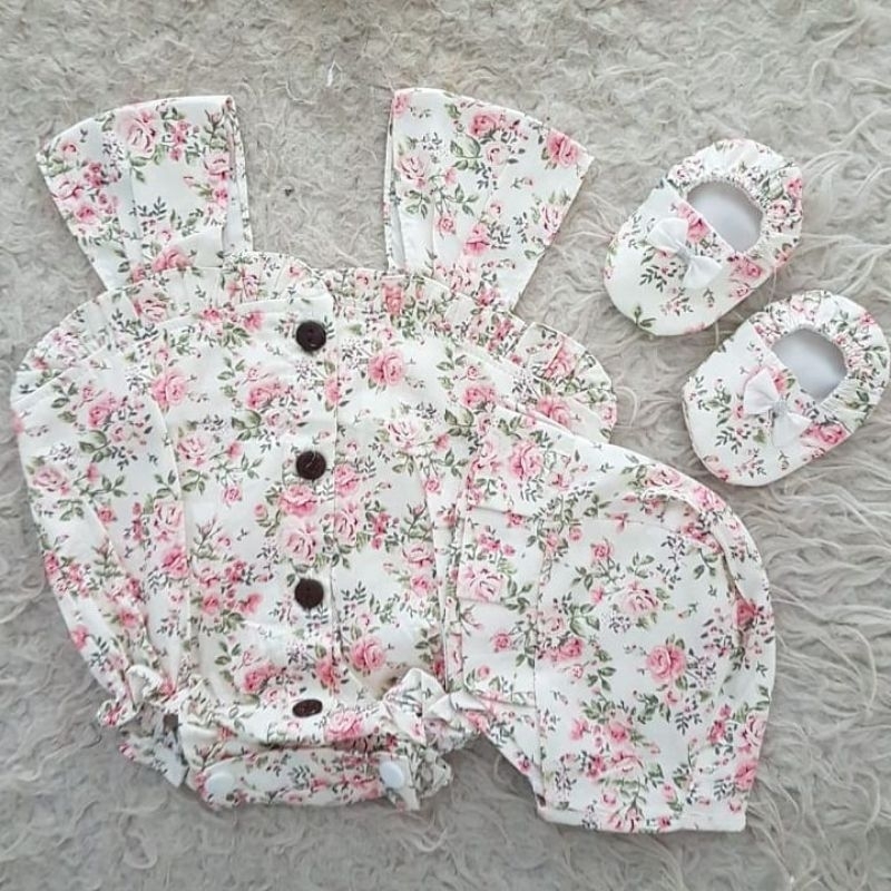 baju bayi Shabby flower jumper