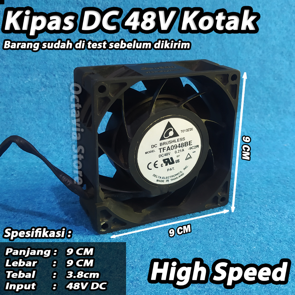 Kipas Fan DC 48V High Speed 9x9 Cm Tebal