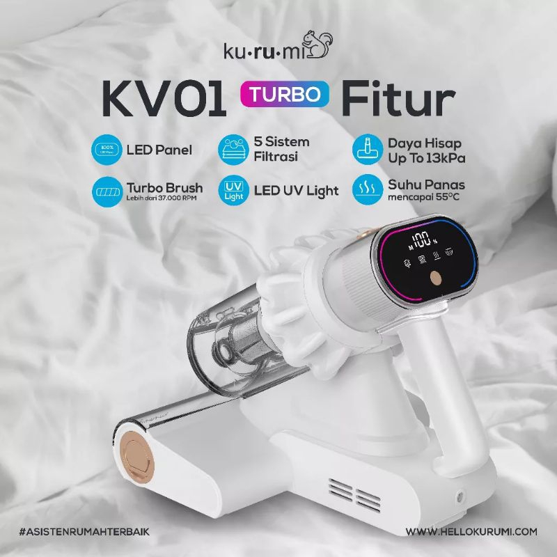 Kurumi KV 01 Turbo Uv Bed Vacuum Cleaner - Vakum Tempat Tidur