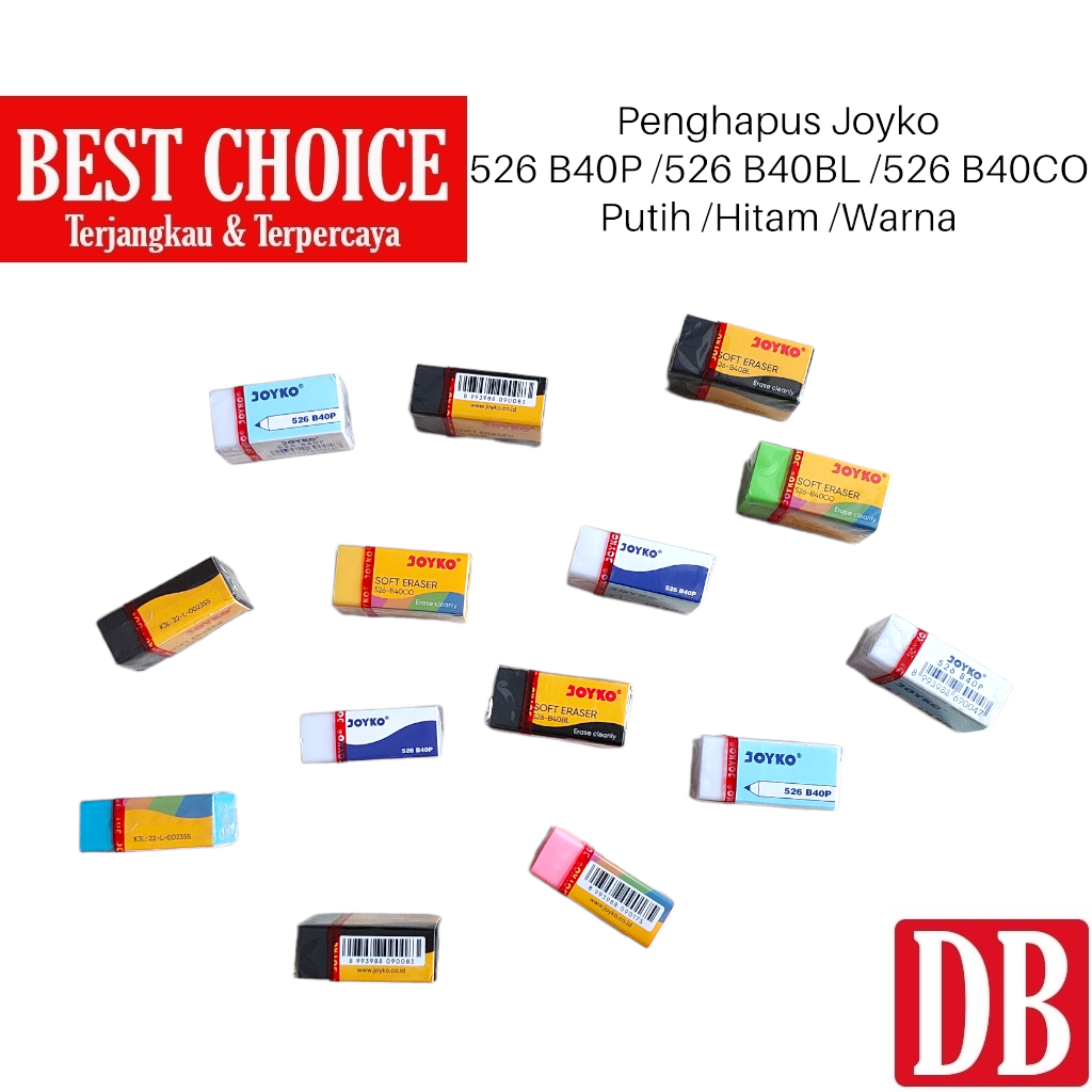 

(1pcs) Penghapus / Eraser Joyko Kecil 526 B40BL (Hitam) / B40P (Putih) / B40CO (Warna) 1pcs