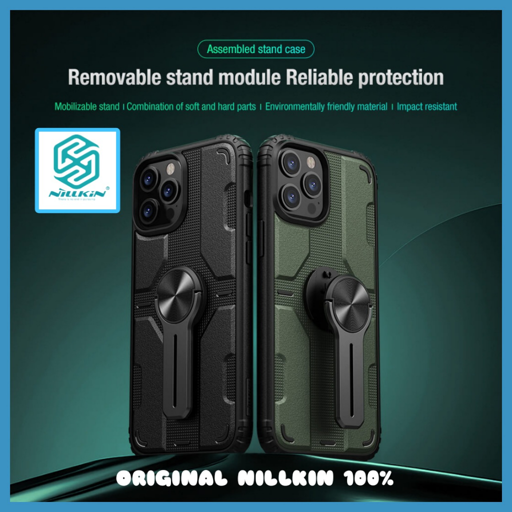 IPHONE 12 / 12 PRO 6.1 NILLKIN MEDLEY ORIGINAL HARD ARMOR STANDING TPU BLACK