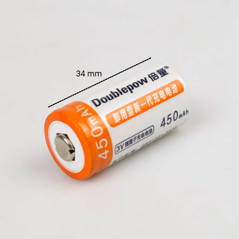 Doublepow Baterai Isi Ulang CR123A Li-Ion Rechargeable 3V 450mAh 2PCS