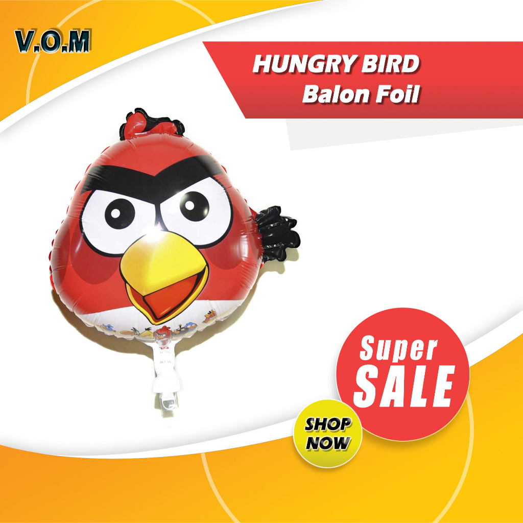 Balon Foil Hungry Bird Merah