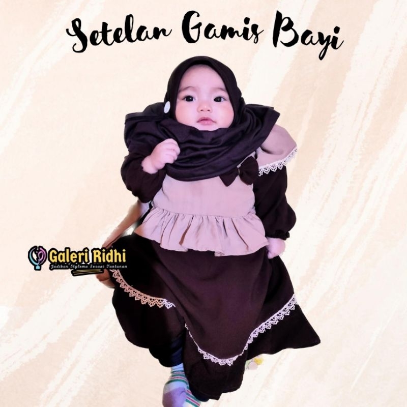 PRELOVED Set Setelan Gamis Jilbab Khimar Pashmina Instan Anak / bayi Akikah Aqiqah Acara Lebaran Cok