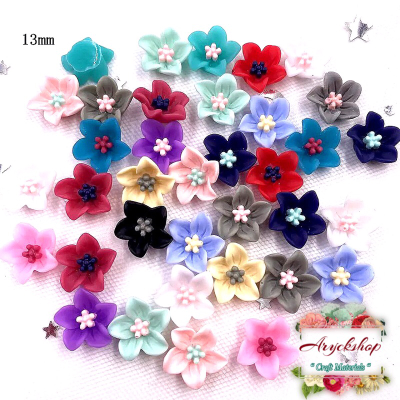 Bunga daffodil doff ukuran 13mm isi 10pcs bahan craft aksesoris tasbih swarovski