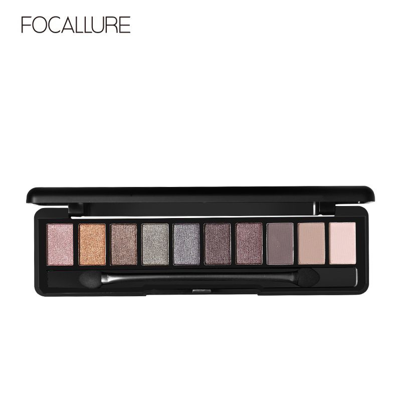 FOCALLURE 10 Warna Eyeshadow Palette Nude Eye Shadow With Brush