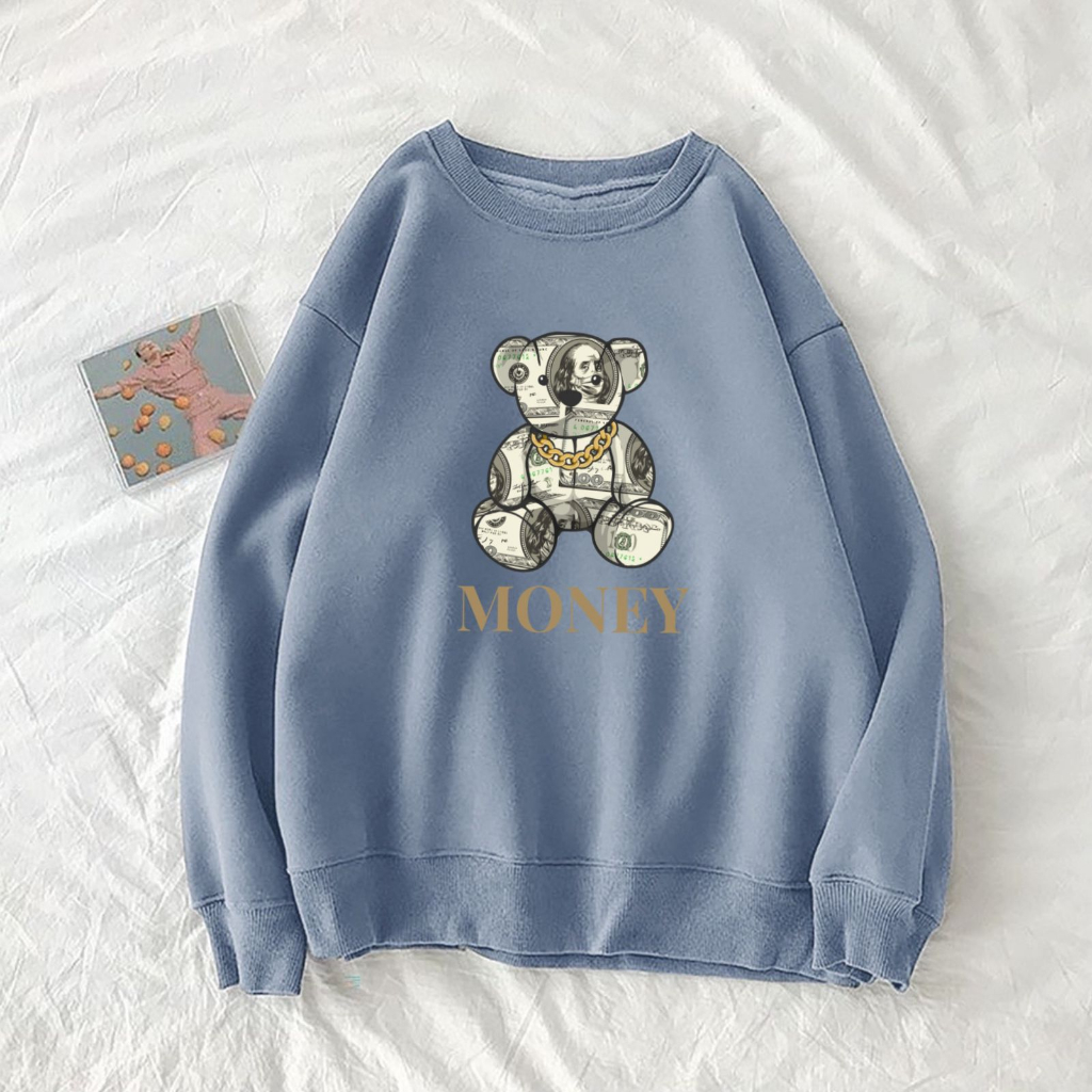 MONEY TEDDY Swaeter Oversize Wanita Size M - L - XL - XXL