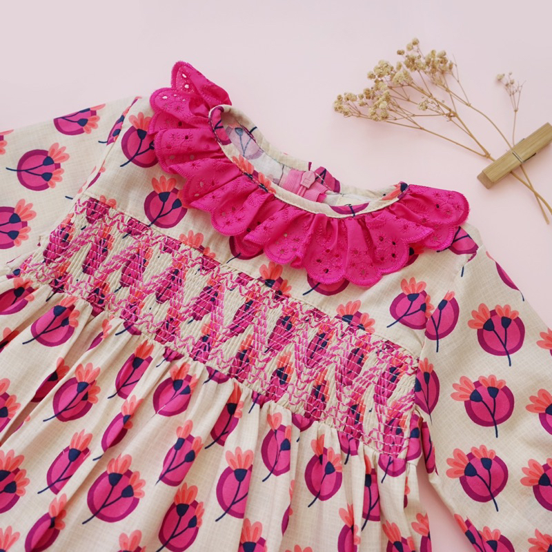 Kalunaku Floral Dress Anak 1-5thn / Dress Smocked Anak