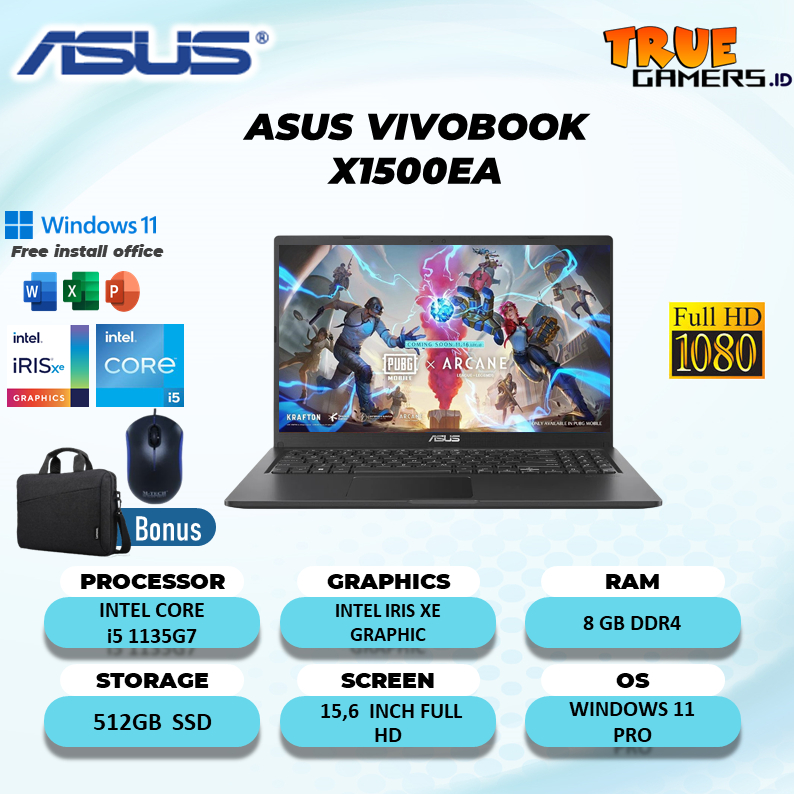 Laptop Asus Vivobook X1500EA i5 1135G7 16GB 512SSD Win 11 pro