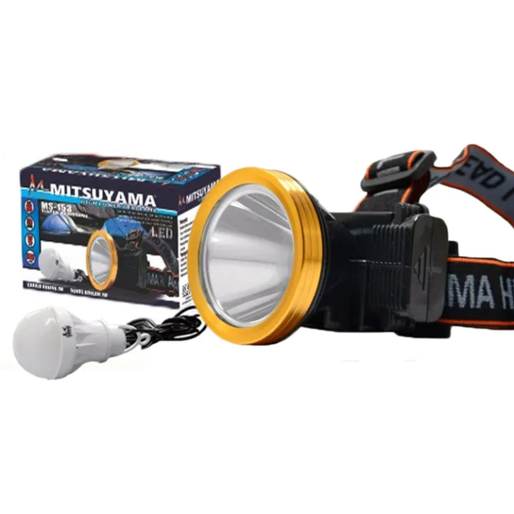 Senter Kepala Mitsuyama MS-153 XPE 7 Watt Ring Alumunium LED MS 153 MS153 LED Headlamp Bonus Lampu LED - Cahaya Kuning